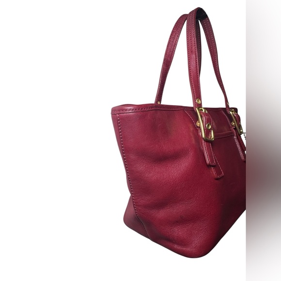 Vintage COACH 9846 Shoulder Bag Red Leather Small Legacy Hampton Tote 90s - Picture 5 of 16